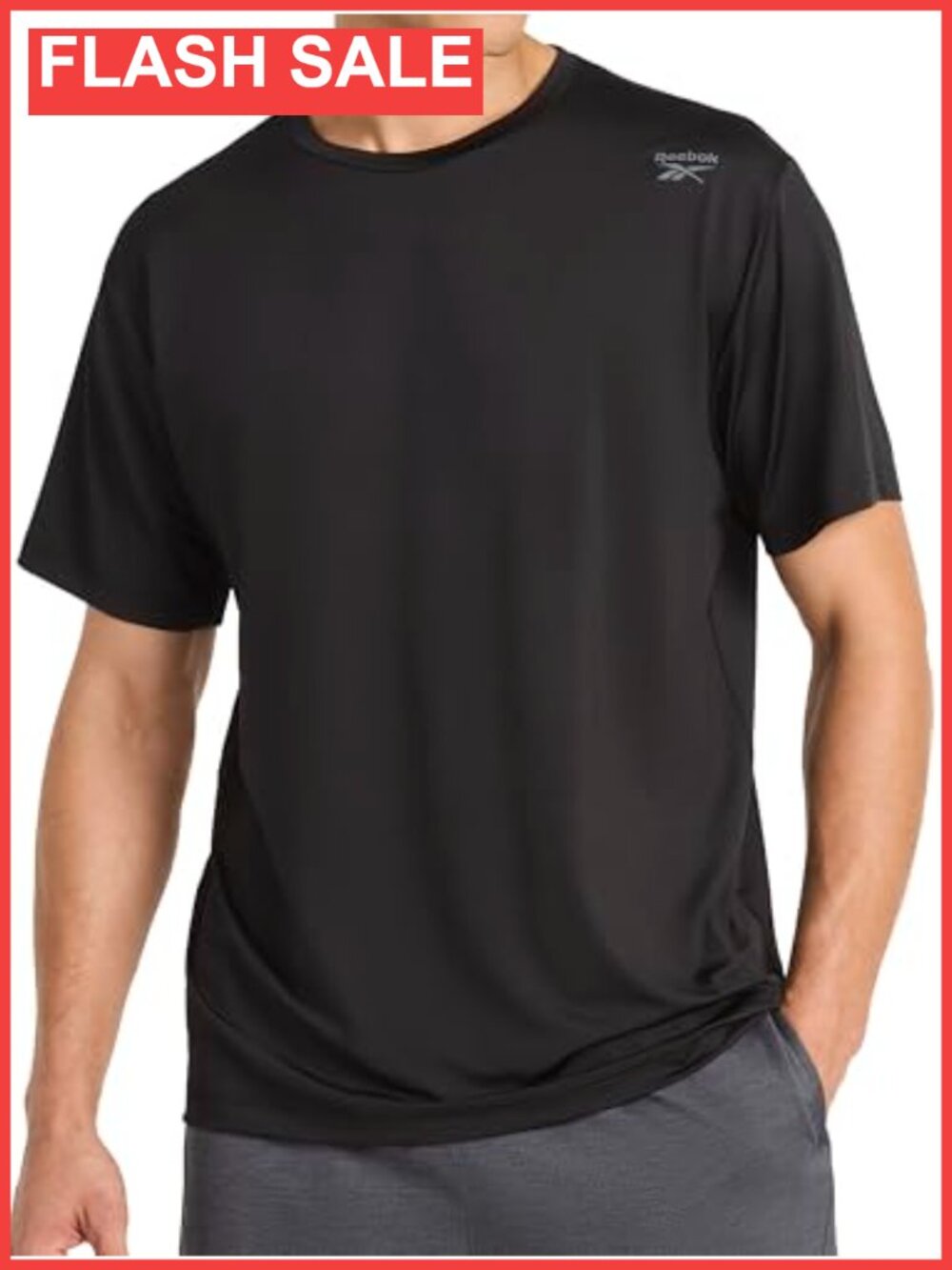Reebok Men's Reflective Logo Crewneck T-Shirt Standard Fit Lightweight Cool
